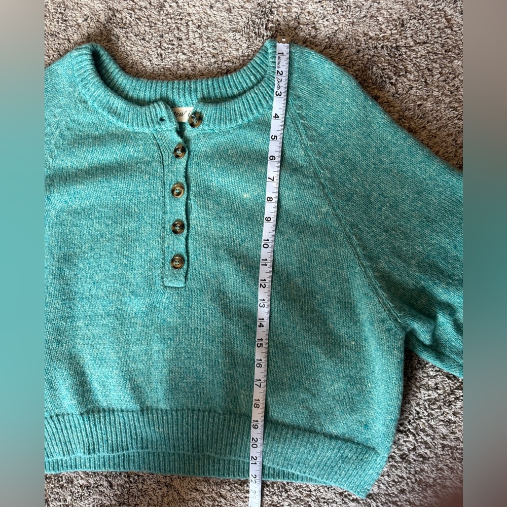 Blue Green Button-Up Sweater - Picture 3 of 4
